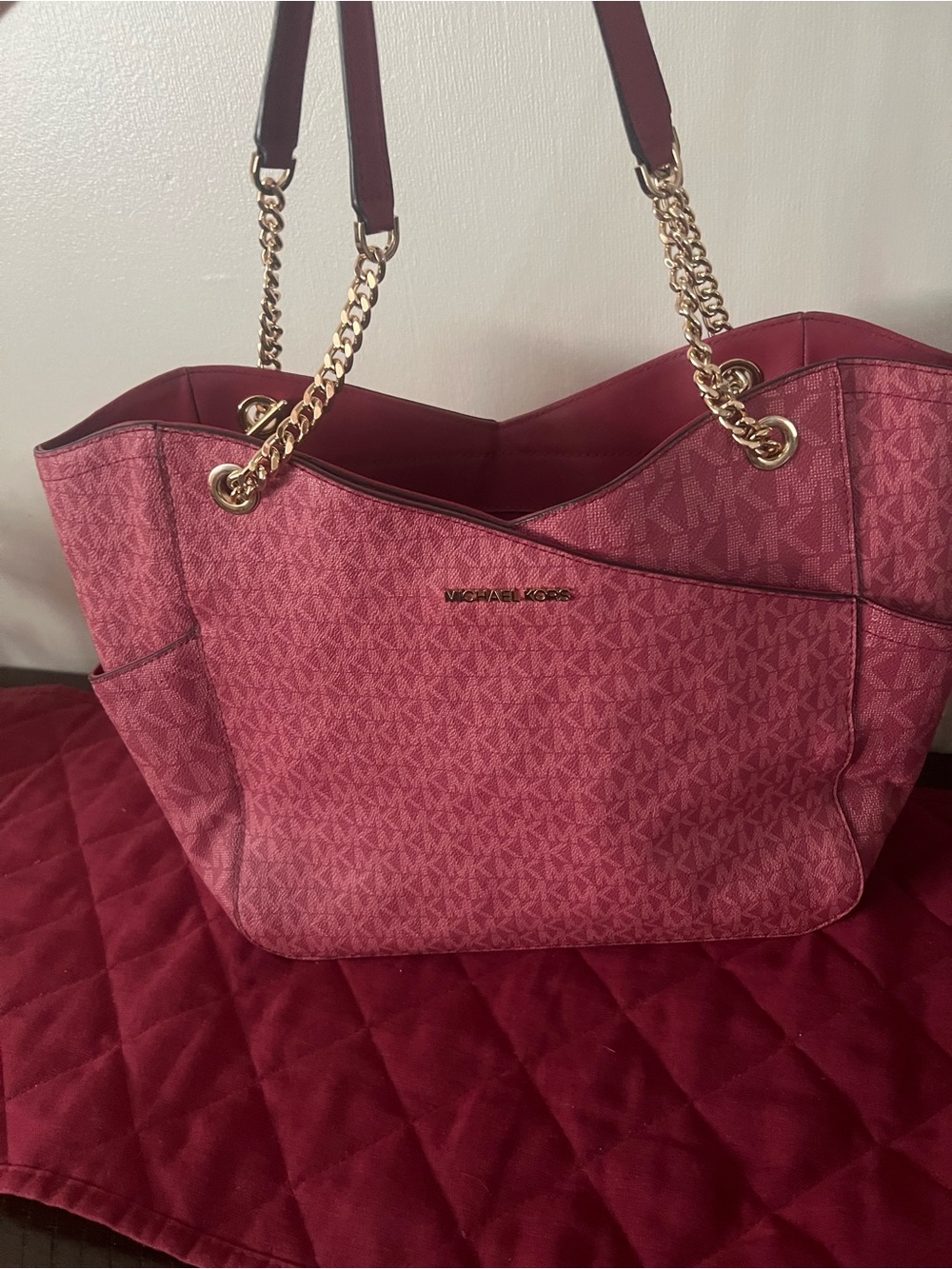Michael Kors Rose Pink MK Logo Chain-Handle Tote